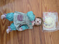 Laughing Girl in Green Dress from Unknown - 1990s Dolls & Toys (Porcelain, Fabric Porcelain Doll, Country, Rustic, Vintage, Collectible, Green, Cream, Brown)