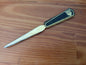 Promotional Letter Opener from Sheen - 1970s-1980s Office Supplies (Brass, Enamel Letter Opener, Vintage, Office, Advertising, Gold, Black)