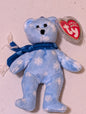 Snowdrift the Bear - Ty Jingle Beanie (Light Blue, Dark Blue, 2002, Plush, Toy, Stuffed Animal, MWMT, Vintage, Retired)