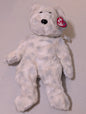 The BEGINNING BEAR Ty Beanie Buddy 14” Sparkles White w/Silver Stars (MWMT, Vintage, Retired, with Tag, VTG, Stuffed Animal, Plush, Toy)