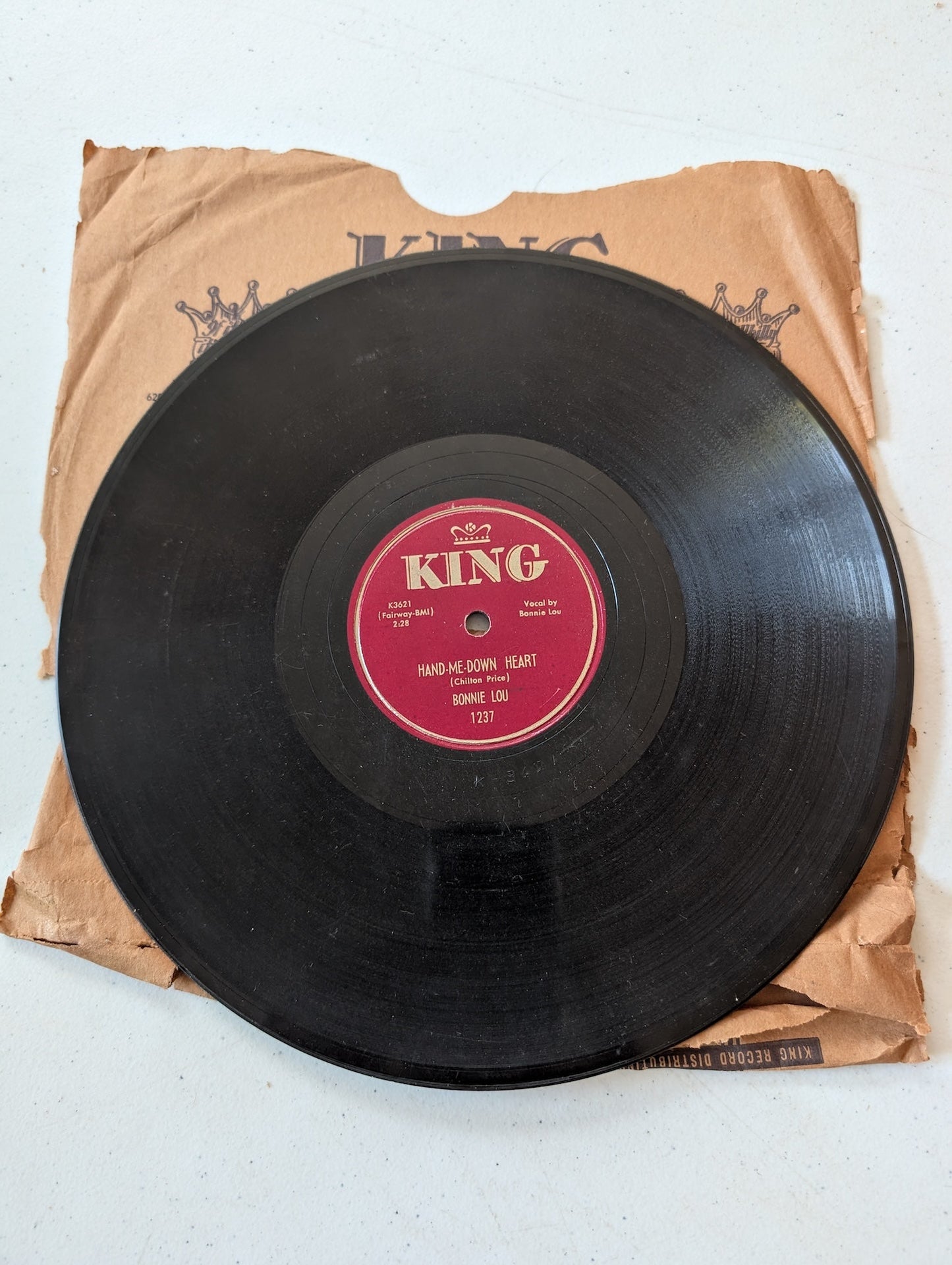 Bonnie Lou Hand-Me-Down Heart 78 RPM record - damaged/cracked