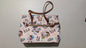 Epcot World Food and Wine Festival / Romantic Italy Tote Bag from Dooney & Bourke - 2022 Handbag (Coated Cotton, Leather Tote Bag, Disney Characters, Travel, Europe, Cream, Brown, Multi-color)