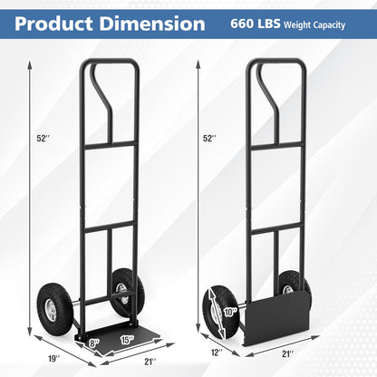 P-Handle Hand Truck with Foldable Load Plate for Warehouse Garage