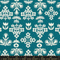 Paper Cuts 2 Storytime Turquoise Fresh Cut Flowers Florals Folk Cotton 43"/44" Fabric Per Yard