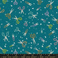 Paper Cuts 2 Storytime Turquoise Paper Office Supplies Cotton 43"/44" Fabric Per Yard