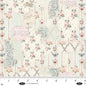 Parisian Snippets Digital Ecru Floral Lattices Cotton 44"/45" Fabric Per Yard