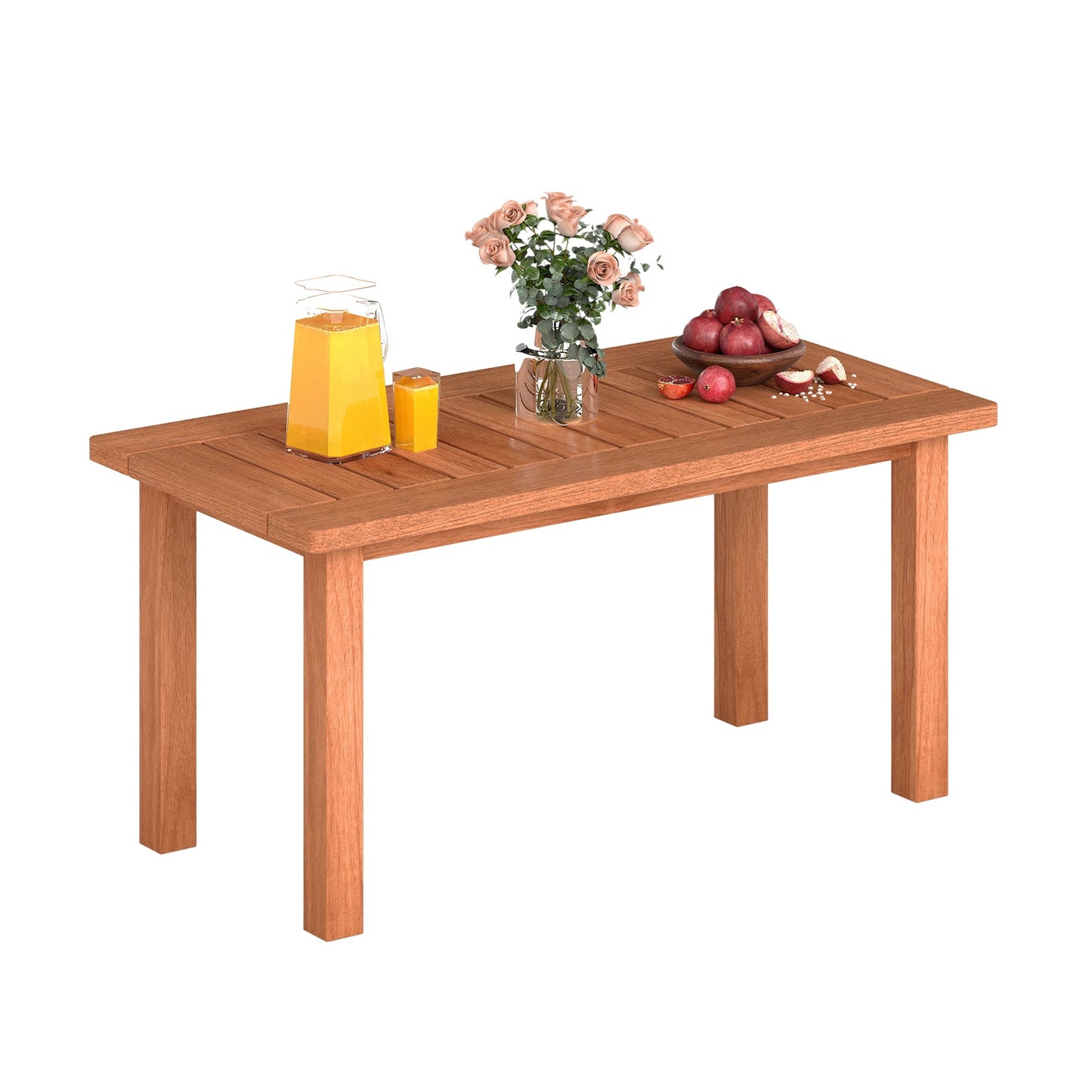 Patio Coffee Table with Slatted Tabletop for Deck Poolside