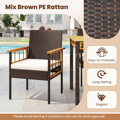 Patio Dining Chairs Set of 2 with Soft Cushions-White