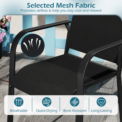 Patio Dining Chairs Set of 2/4/6 Stackable Outdoor Armchairs with Metal Frame