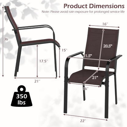Patio Dining Chairs Set of 2/4/6 Stackable Outdoor Armchairs