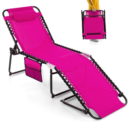 Foldable Recline Lounge Chair with Adjustable Backrest and Footrest