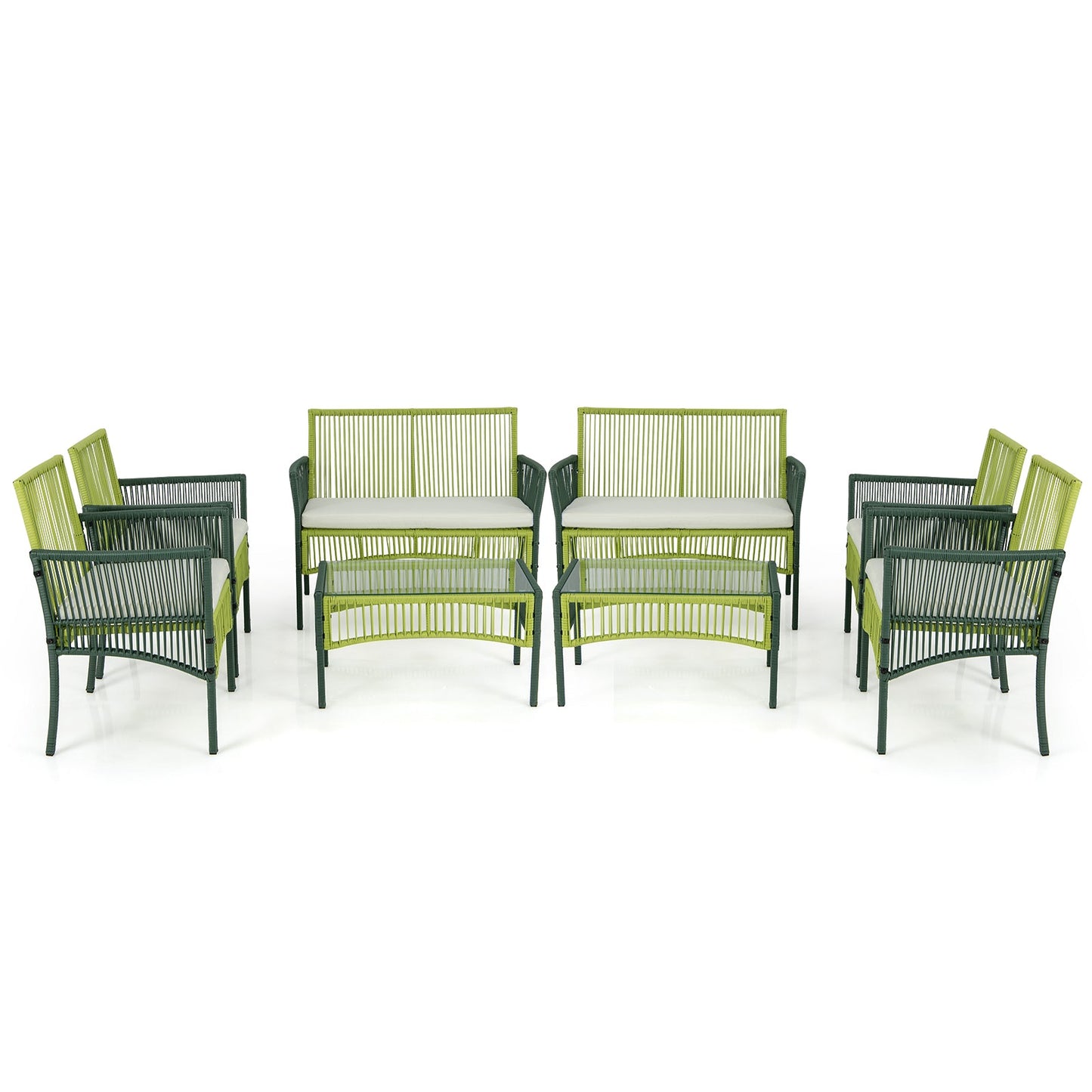 4 Piece Patio Round Wicker Conversation Set