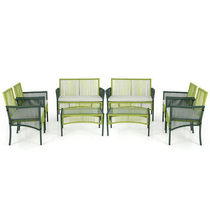 4 Piece Patio Round Wicker Conversation Set