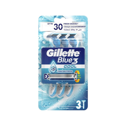 Gillette Blue3 Cool Disposable Razors for Men - 3 Pack, Manual Shaving Razors, Affordable Grooming Tools