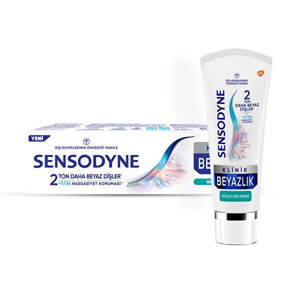 Sensodyne Klinik Beyazlık Toothpaste for Sensitive Teeth - Strengthens Enamel, Whitens, 7/24 Sensitivity Protection - 2.54 fl oz