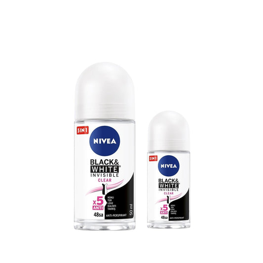 Nivea Women's Deodorant Set - Black & White Clear Roll-on Antiperspirant for Long-Lasting Protection