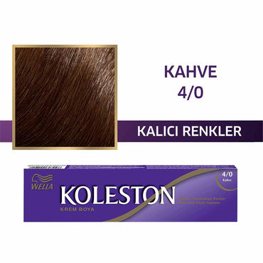 Wella Koleston Single Tüp Hair Dye 4/0 Kahve - Permanent Hair Color for Grey Coverage