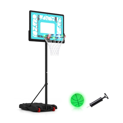 Adjustable Pool Basketball Hoop with LED Lights