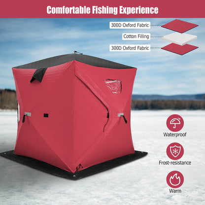 Portable 2 Person Ice Shanty with Cotton Padded Walls