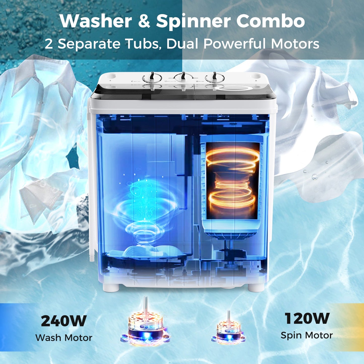 17.6 lbs Portable Washing Machine with Drain Pump