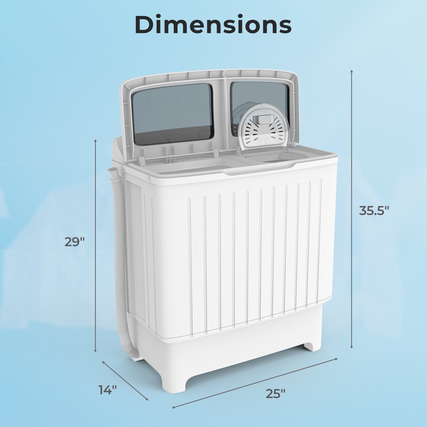 20 lbs Portable Washing Machine with Built-in Gravity Drain-Gray