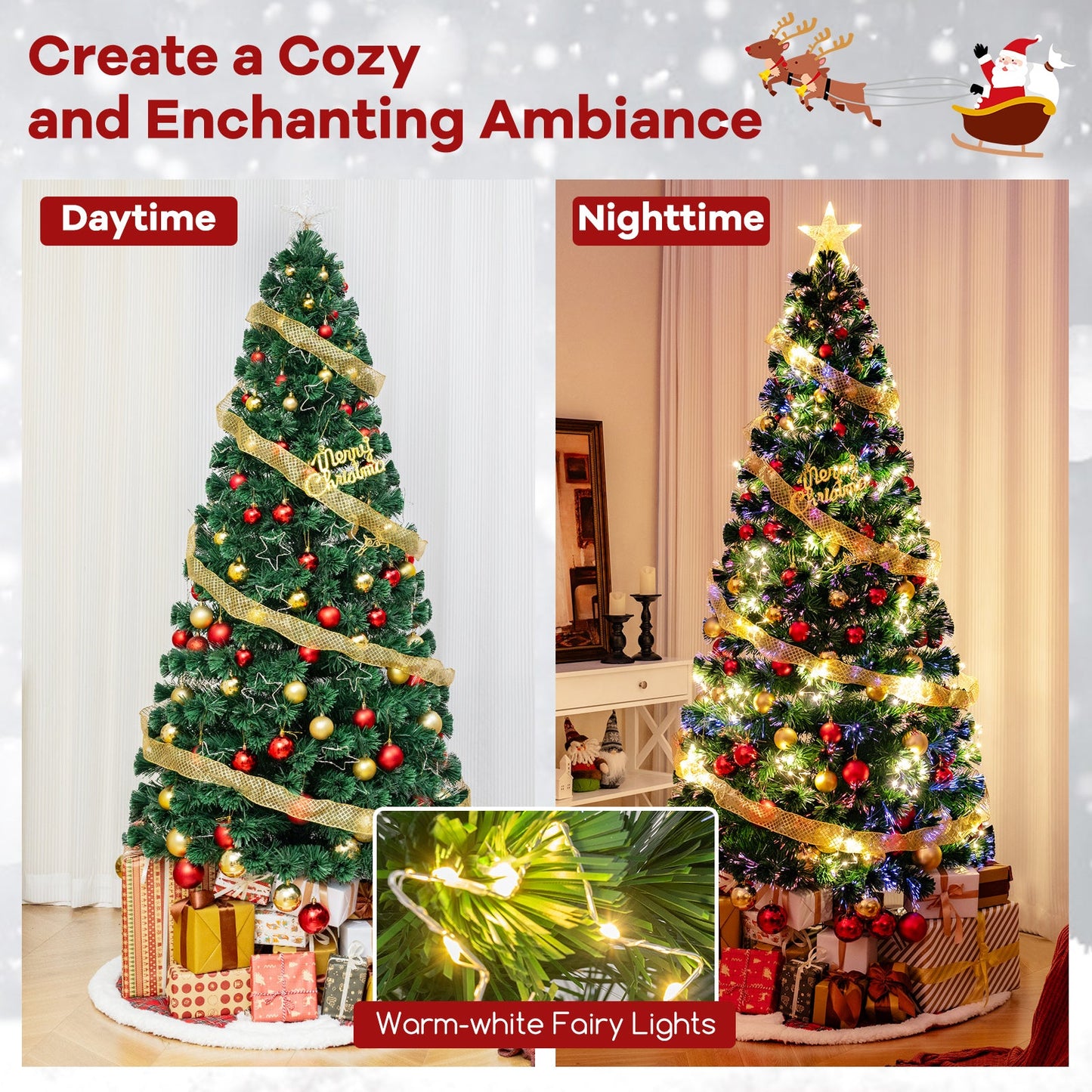 Pre-Lit Artificial Xmas Tree with Top Star and Branch Tips