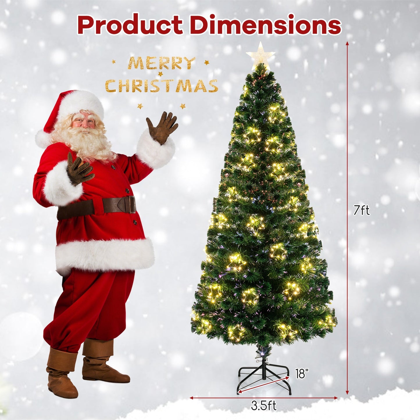 Pre-Lit Artificial Xmas Tree with Top Star and Branch Tips