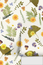 Pressed Fresh Version 01 Wallpaper, yellow and lavender