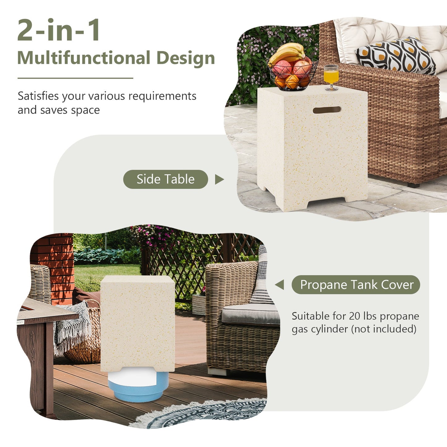2-in-1 Gas Tank Holder Side Table with Protective Cover