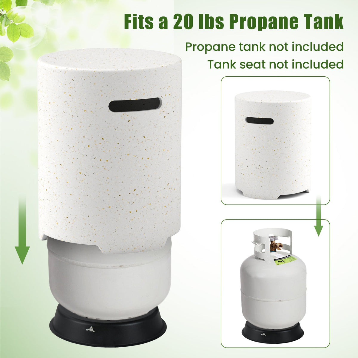 Propane Tank Cover Table with Side Handles and Protective Cover