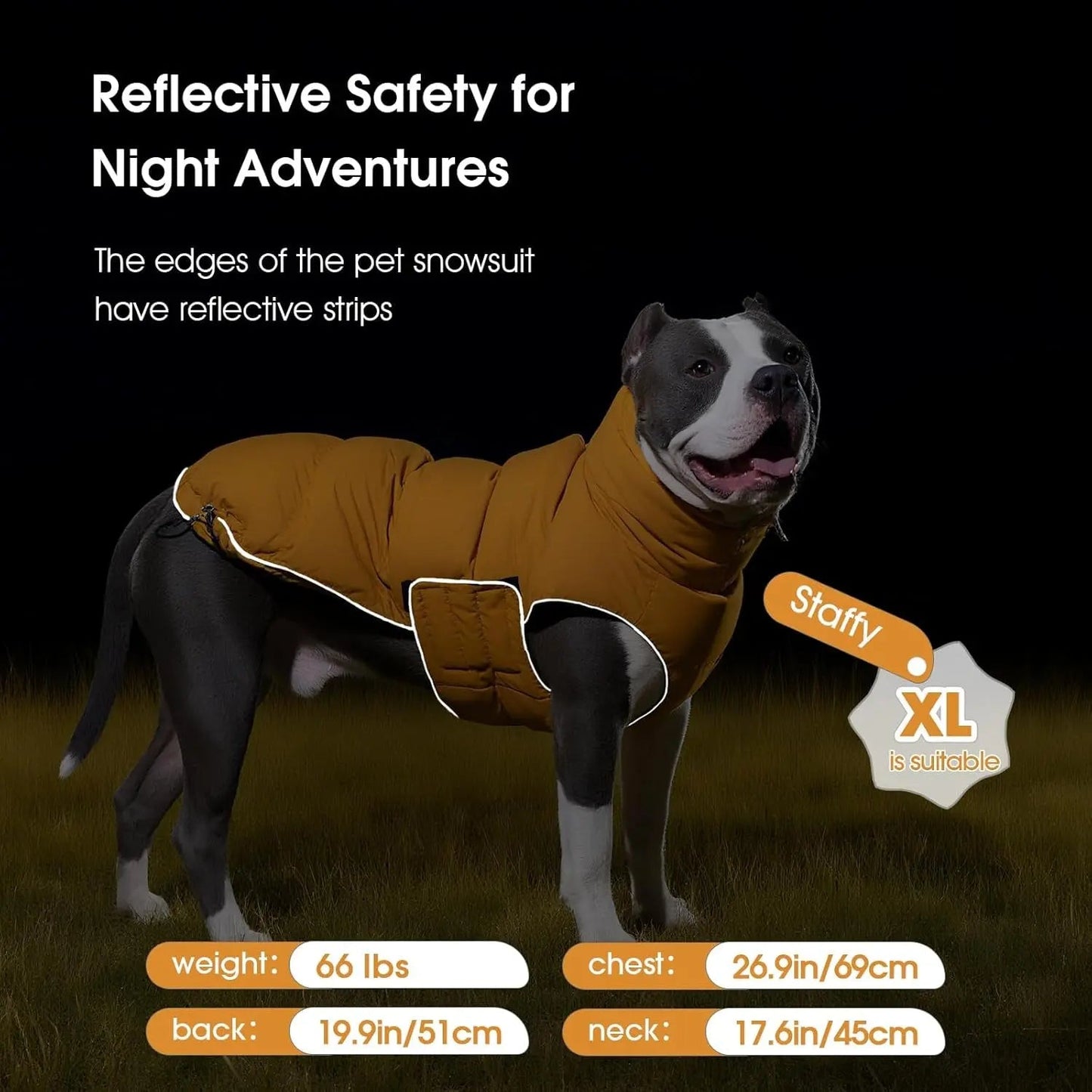 Puffer Waterproof Dog Jacket – Warm Winter Coat XS–3XL, Reflective & Adjustable