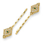 Gold Tone Downton Abbey Green Crystal Portcullis Hairpin Set
