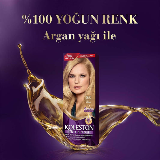 Wella Koleston Intense Hair Dye - Long-Lasting Color with Argan Oil, 100% Grey Coverage