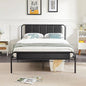 Queen size Black Wood Metal Platform Bed Frame with Rounded Headboard Footboard