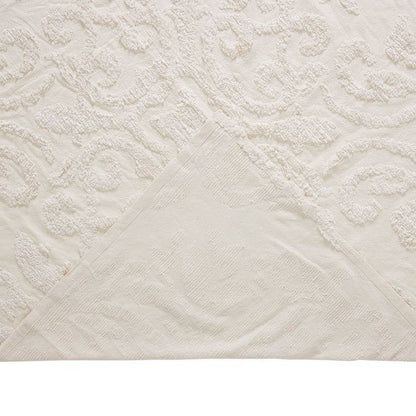 Queen Size 100-Percent Cotton Chenille 3-Piece Coverlet Bedspread Set in Ivory