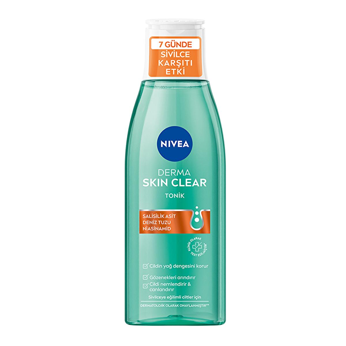 Nivea Derma Skin Clear Anti-Acne Facial Toner - Salicylic Acid (BHA) & Niacinamide - Pore Cleansing, Oil Control, and Skin Revitalizing Toner for Acne-Prone & Oily Skin