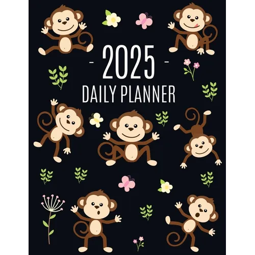 Monkey Planner 2025: Cute Year Organizer with Adorable Apes For an Easy Overview of All Your Appointments! Jungle Animal Scheduler: January - Paperback
