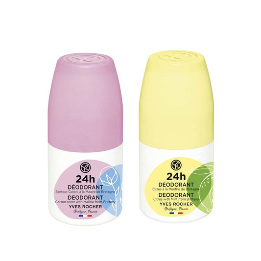 The Organic Deodorant Set - Natural Roll-on Deodorants for Effective Odor Control - Dual Pack with Pamuk Çiçeği & Ebegümeci and Organik Nane ve Limon Scents
