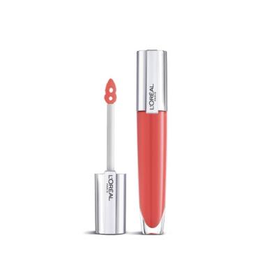 Loreal Paris Brilliant Signature Plump Lip Gloss - 410 Inflate: Hyaluronic Acid & Collagen for Fuller, Moisturized, Non-Sticky Lips