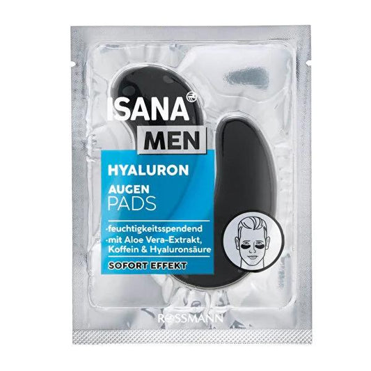 Isana Men: Hydrogel Eye Patches - Reduce Dark Circles, Puffiness & Intense Hydration | Hyaluronic Acid, Aloe Vera, Caffeine