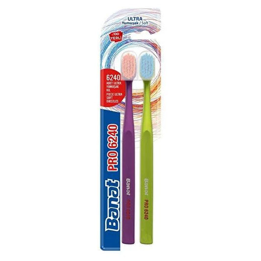 Banat Manual Toothbrush Pro 6240 - Ultra-Soft Bristles for Sensitive Teeth & Gums - Ergonomic Design