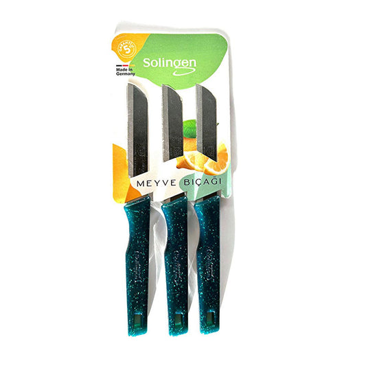 Solingen Knife Set - High-Carbon Stainless Steel, Ergonomic Handle, 3-Piece Kitchen Cutlery for Home Cooks