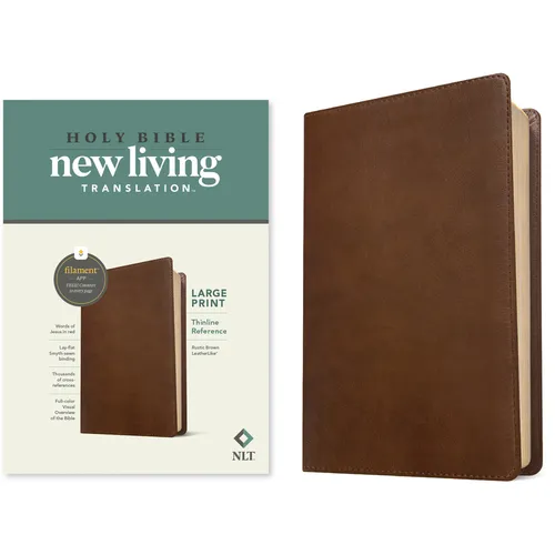 NLT Large Print Thinline Reference Bible, Filament Enabled Edition (Red Letter, Leatherlike, Rustic Brown) - Imitation Leather