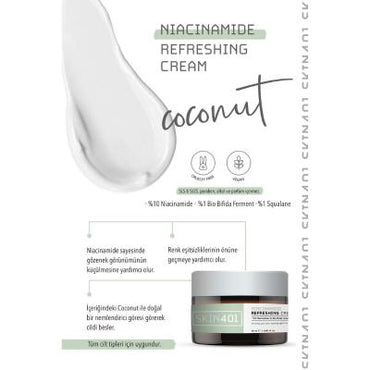 Skin401 Niacinamide Refreshing Cream - Vegan Skincare for All Skin Types, Minimizes Pore Visibility, Natural Moisturizer