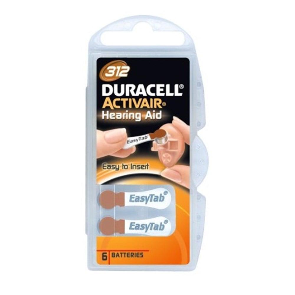 Duracell Activair Hearing Aid Batteries Size 312 - Pack of 6, Reliable Power for Hearing Aids