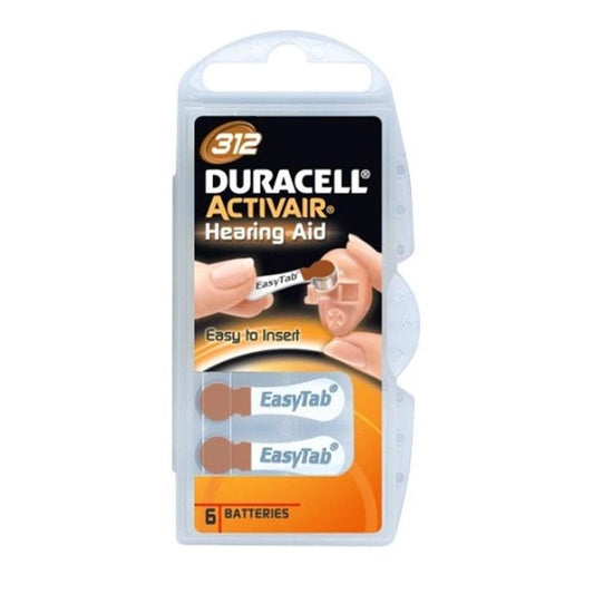 Duracell Activair Hearing Aid Batteries Size 312 - Pack of 6, Reliable Power for Hearing Aids