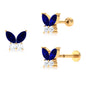 Marquise Blue Sapphire Butterfly Helix Earring with Diamond