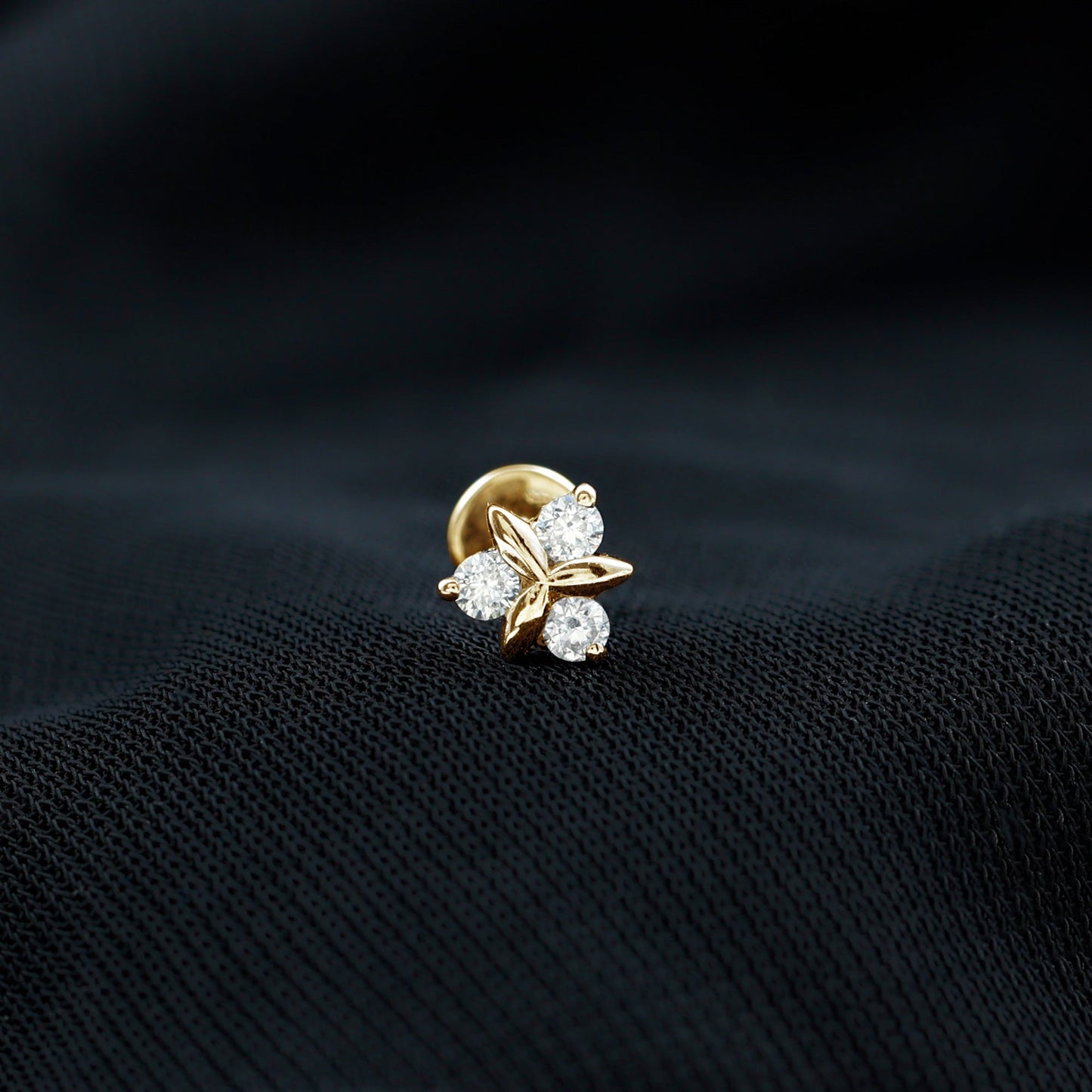 Round Moissanite Flower Cartilage Earring
