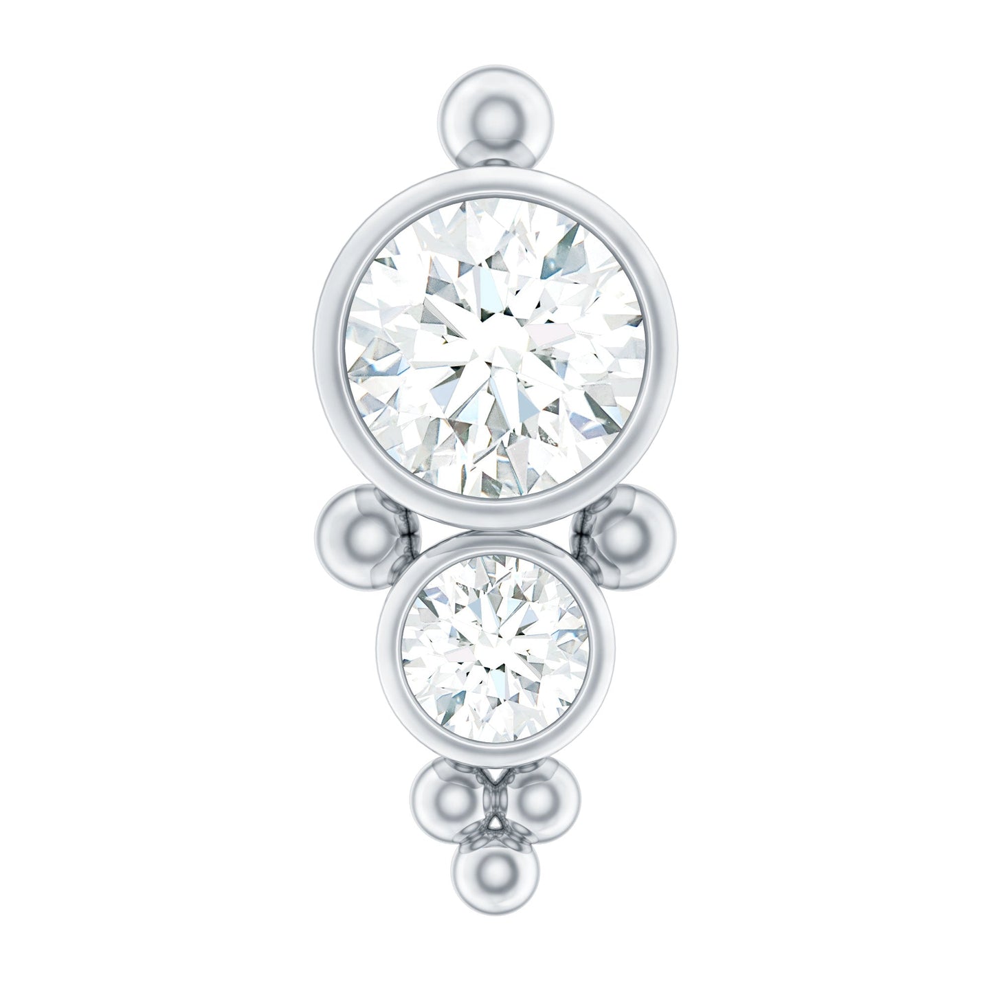 Simple Bezel Set Moissanite Two Stone Tragus Earring