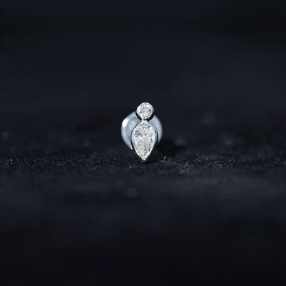 Pear and Round Moissanite Dainty Tragus Earring